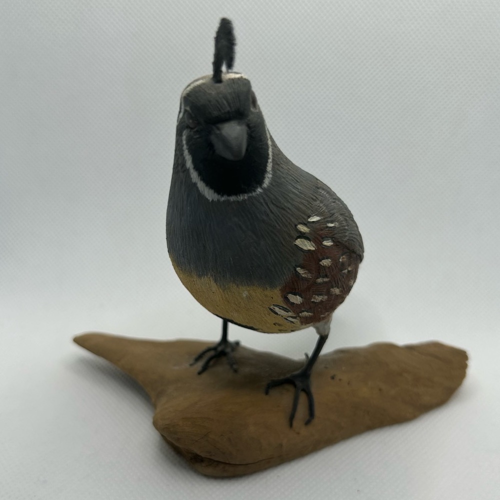 Vintage Everett Eckstein hand carved hand painted bird Cardinal Quail lot of two - Picture 4 of 10